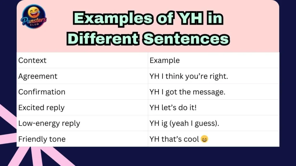 Examples of YH in Different Sentences